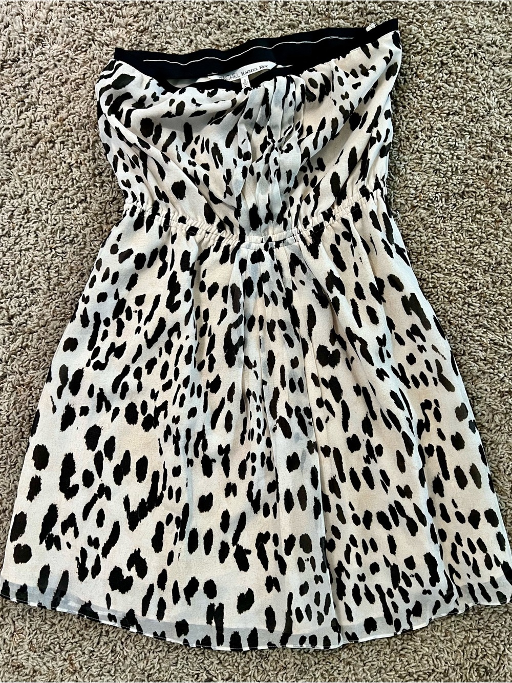 RACHEL Rachel Roy Black & White Strapless Animal-Print Dress